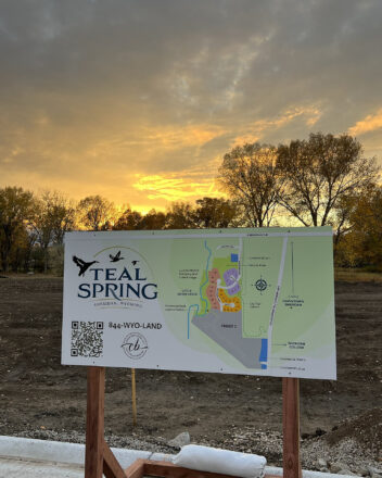 Teal Spring Sheridan development information sign